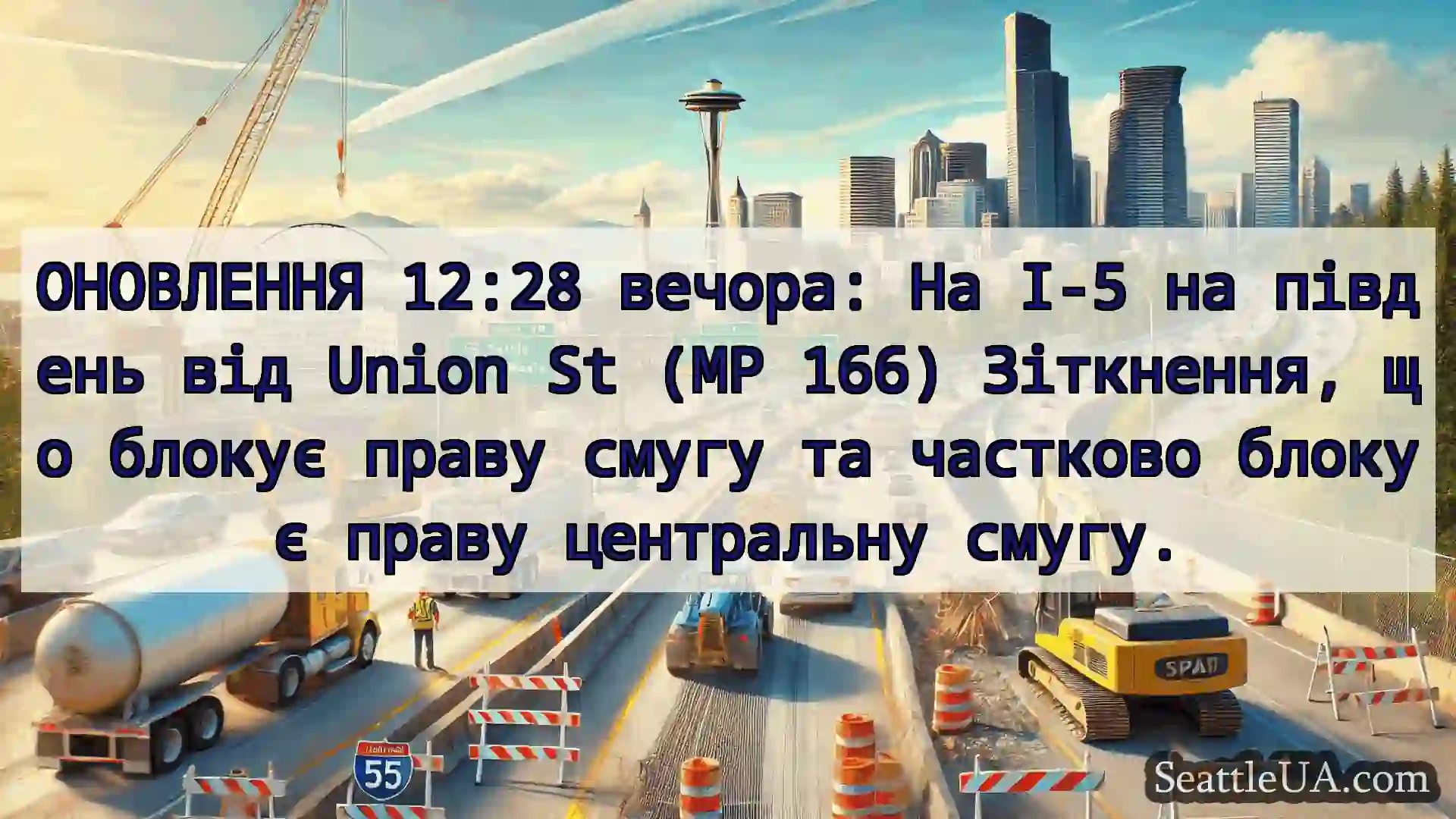 Транспортні новини Сіетла ОНОВЛЕННЯ 12:28 вечора: На I-5 на