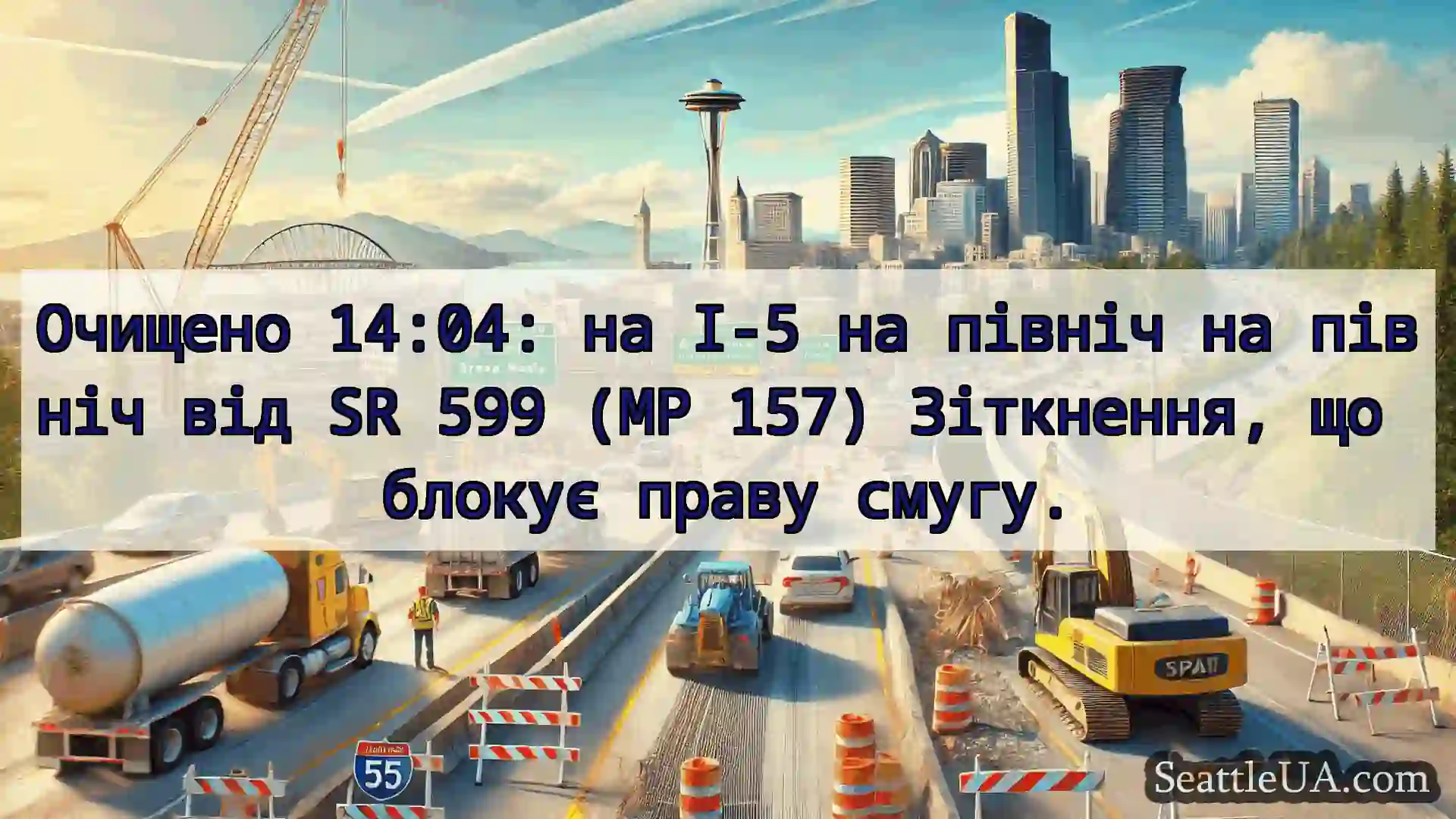 Транспортні новини Сіетла Очищено 14:04: на I-5 на північ на