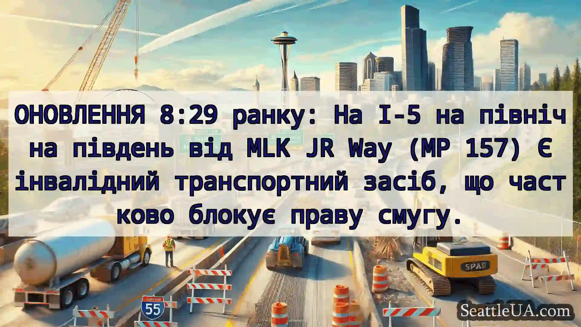 Транспортні новини Сіетла ОНОВЛЕННЯ 8:29 ранку: На I-5 на