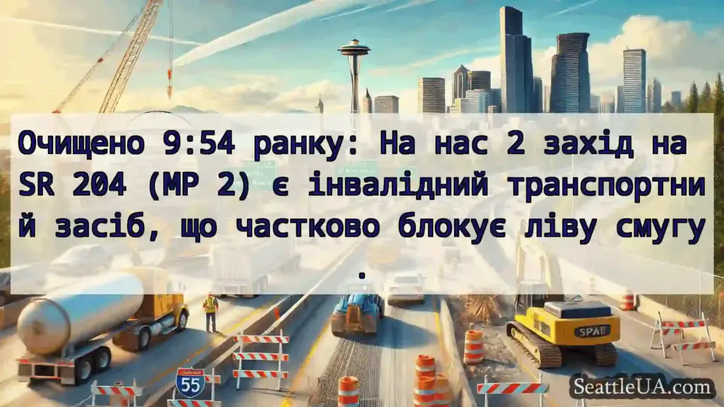Транспортні новини Сіетла Очищено 9:54 ранку: На нас 2 захід