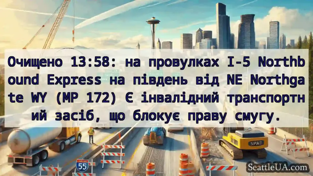 Транспортні новини Сіетла Очищено 13:58: на провулках I-5