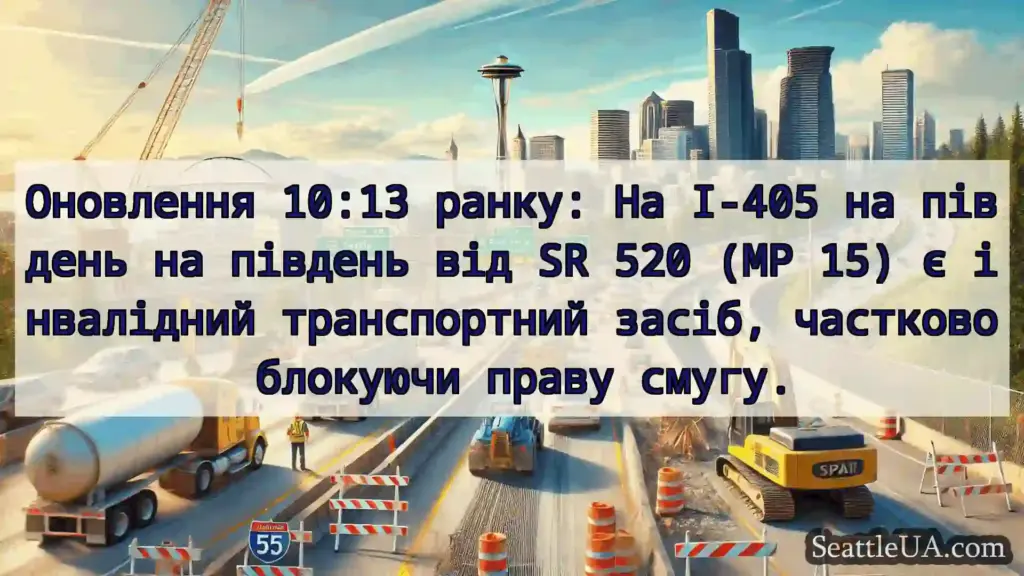 Транспортні новини Сіетла Оновлення 10:13 ранку: На I-405 на