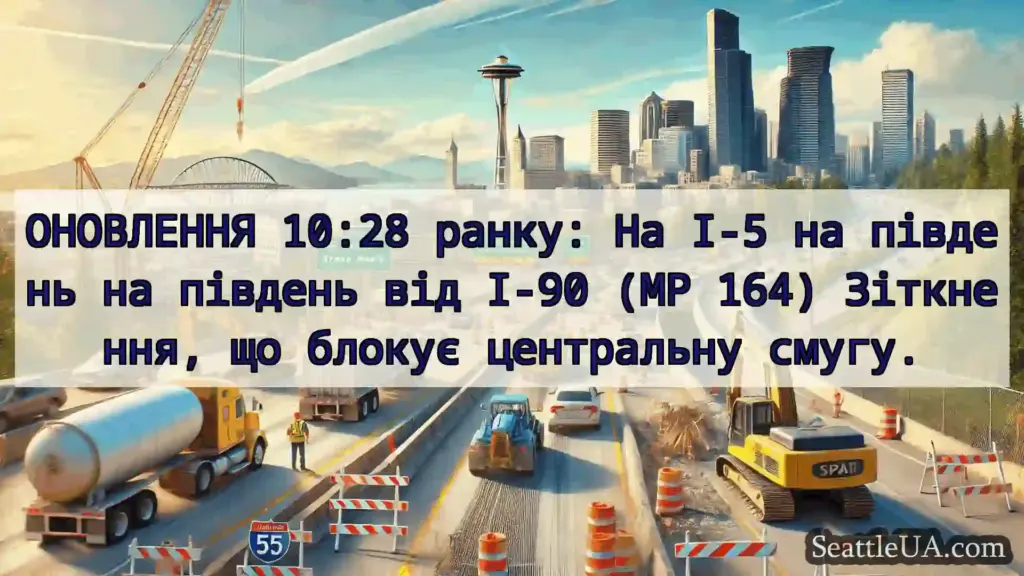 Транспортні новини Сіетла ОНОВЛЕННЯ 10:28 ранку: На I-5 на