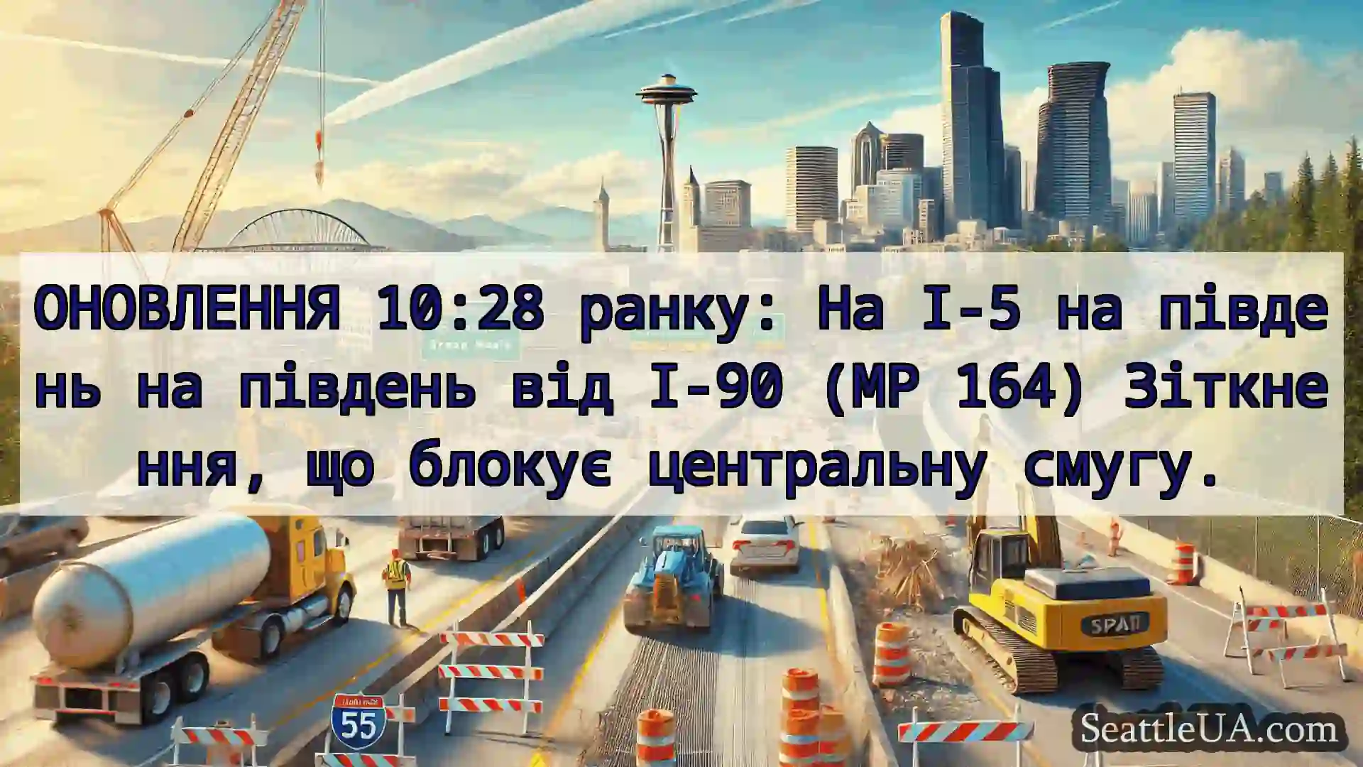 Транспортні новини Сіетла ОНОВЛЕННЯ 10:28 ранку: На I-5 на