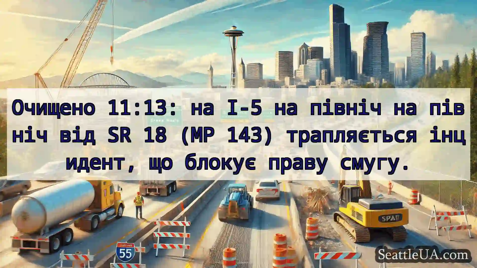 Транспортні новини Сіетла Очищено 11:13: на I-5 на північ на