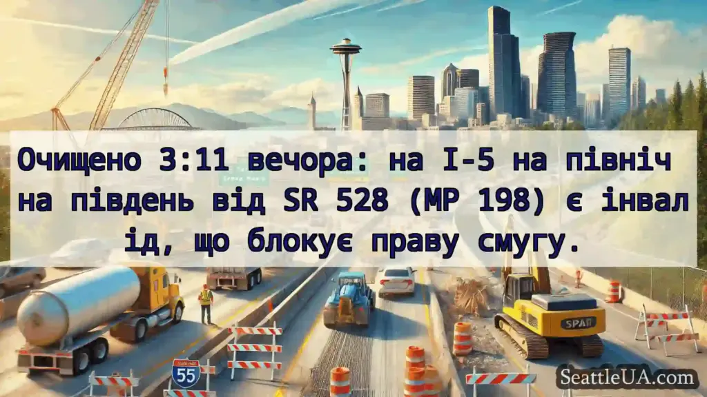 Транспортні новини Сіетла Очищено 3:11 вечора: на I-5 на