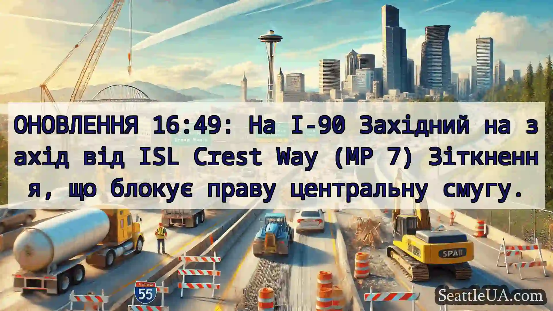 Транспортні новини Сіетла ОНОВЛЕННЯ 16:49: На I-90 Західний