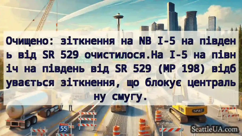 Транспортні новини Сіетла Очищено: зіткнення на NB I-5 на