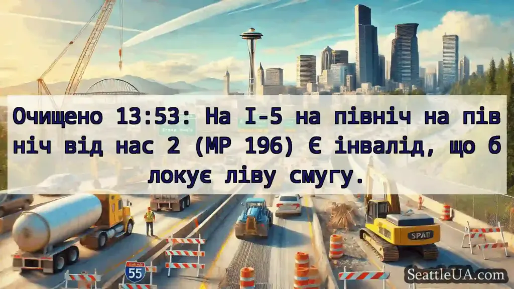 Транспортні новини Сіетла Очищено 13:53: На I-5 на північ на