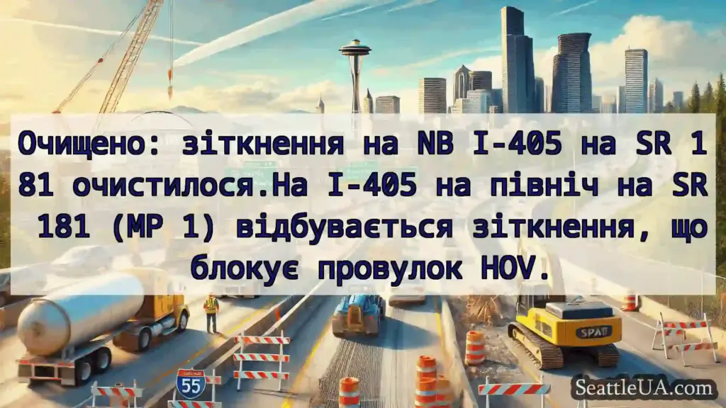 Транспортні новини Сіетла Очищено: зіткнення на NB I-405 на