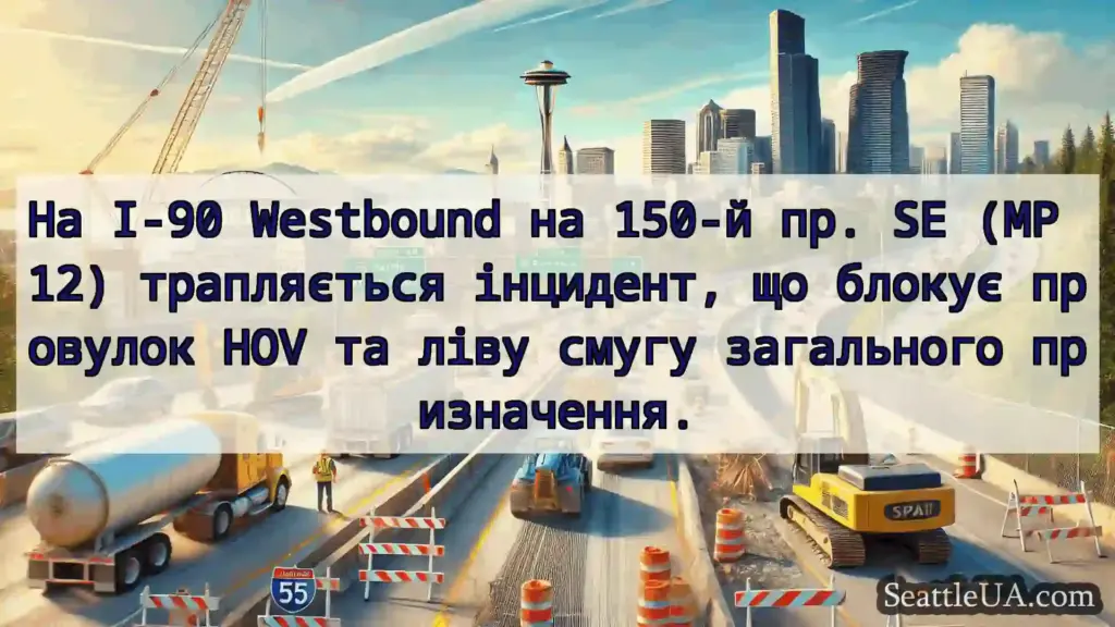 Транспортні новини Сіетла На I-90 Westbound на 150-й пр. SE