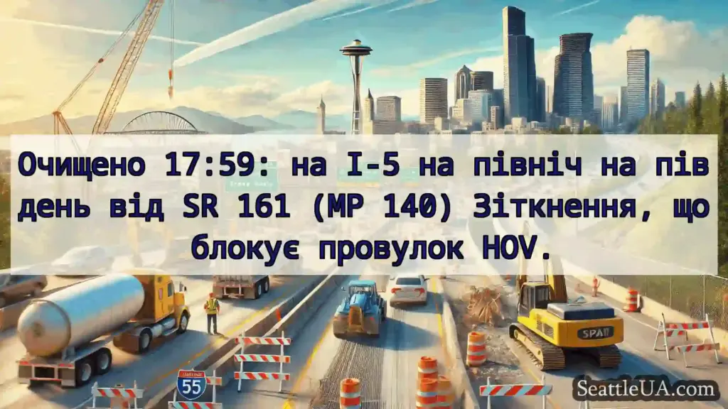 Транспортні новини Сіетла Очищено 17:59: на I-5 на північ на