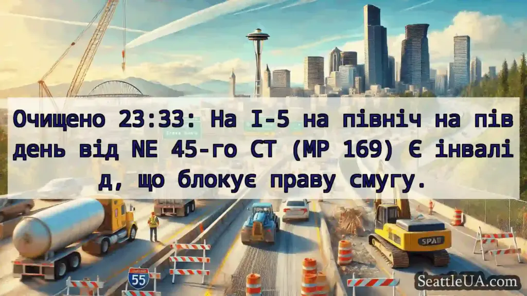 Транспортні новини Сіетла Очищено 23:33: На I-5 на північ на