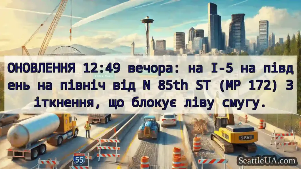 Транспортні новини Сіетла ОНОВЛЕННЯ 12:49 вечора: на I-5 на