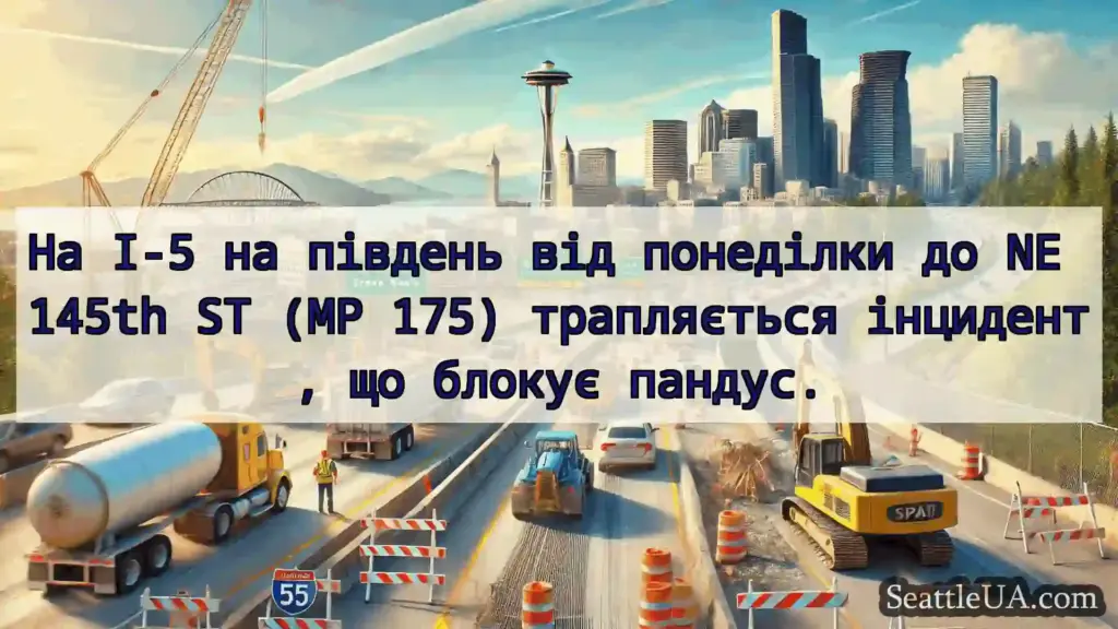 Транспортні новини Сіетла На I-5 на південь від понеділки до