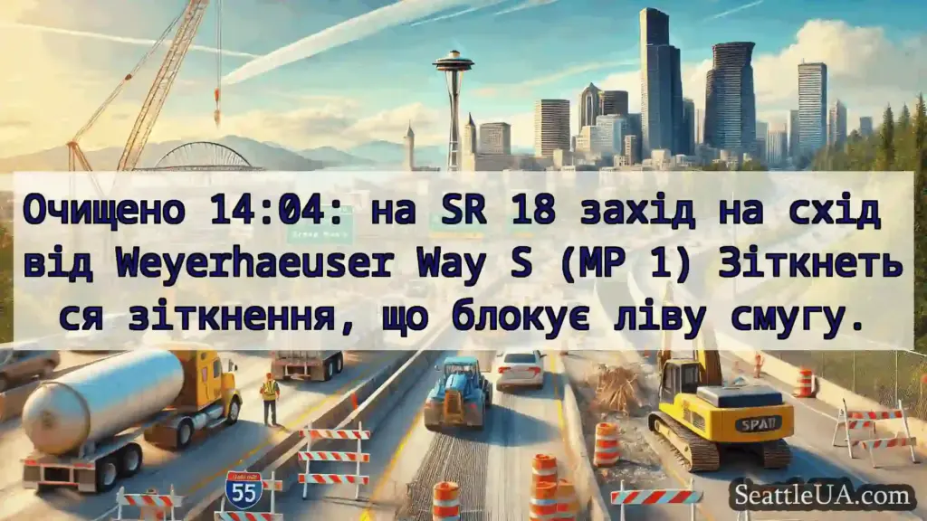 Транспортні новини Сіетла Очищено 14:04: на SR 18 захід на