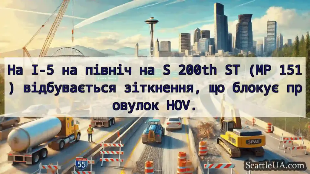Транспортні новини Сіетла На I-5 на північ на S 200th ST (MP