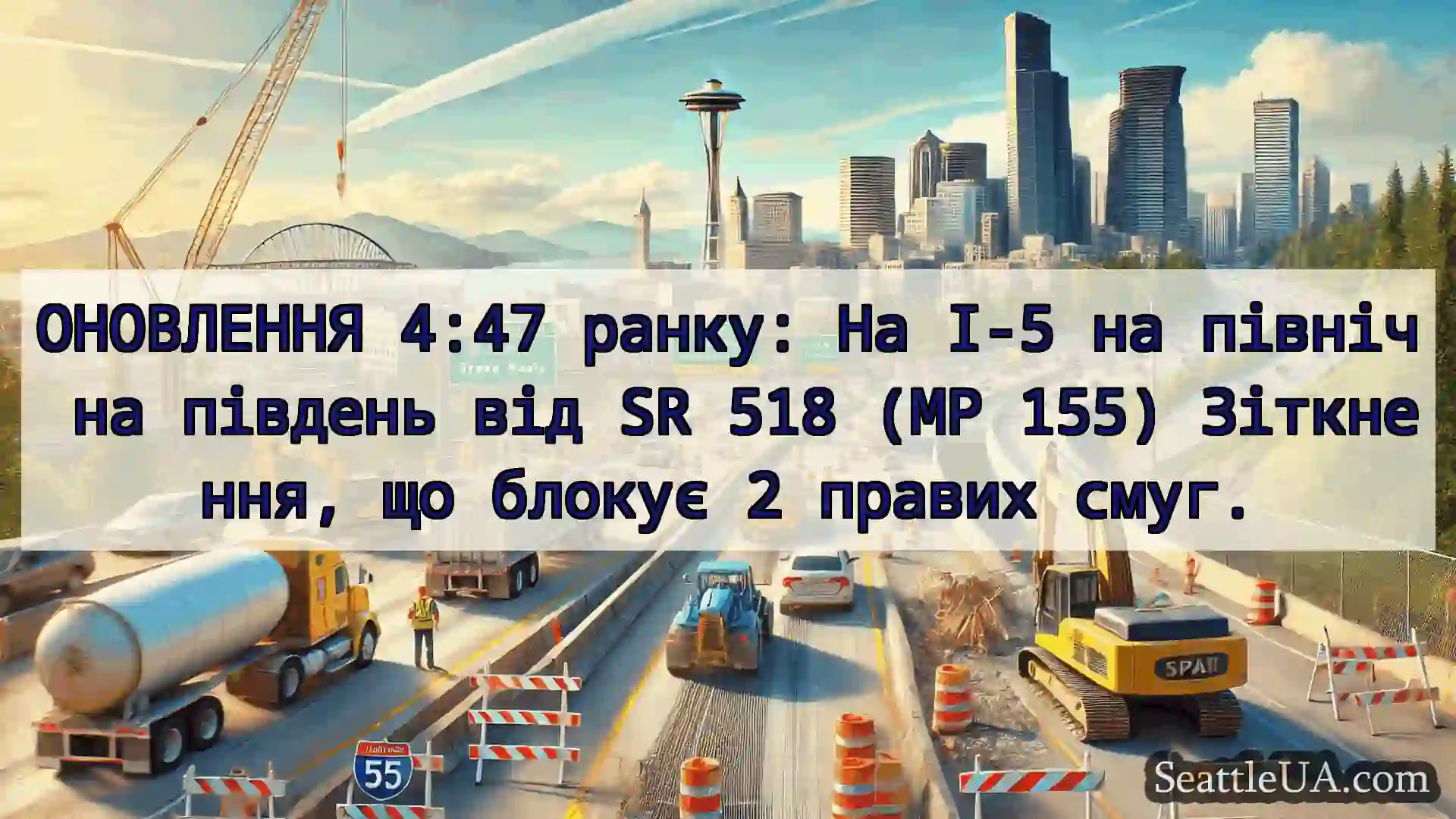 Транспортні новини Сіетла ОНОВЛЕННЯ 4:47 ранку: На I-5 на