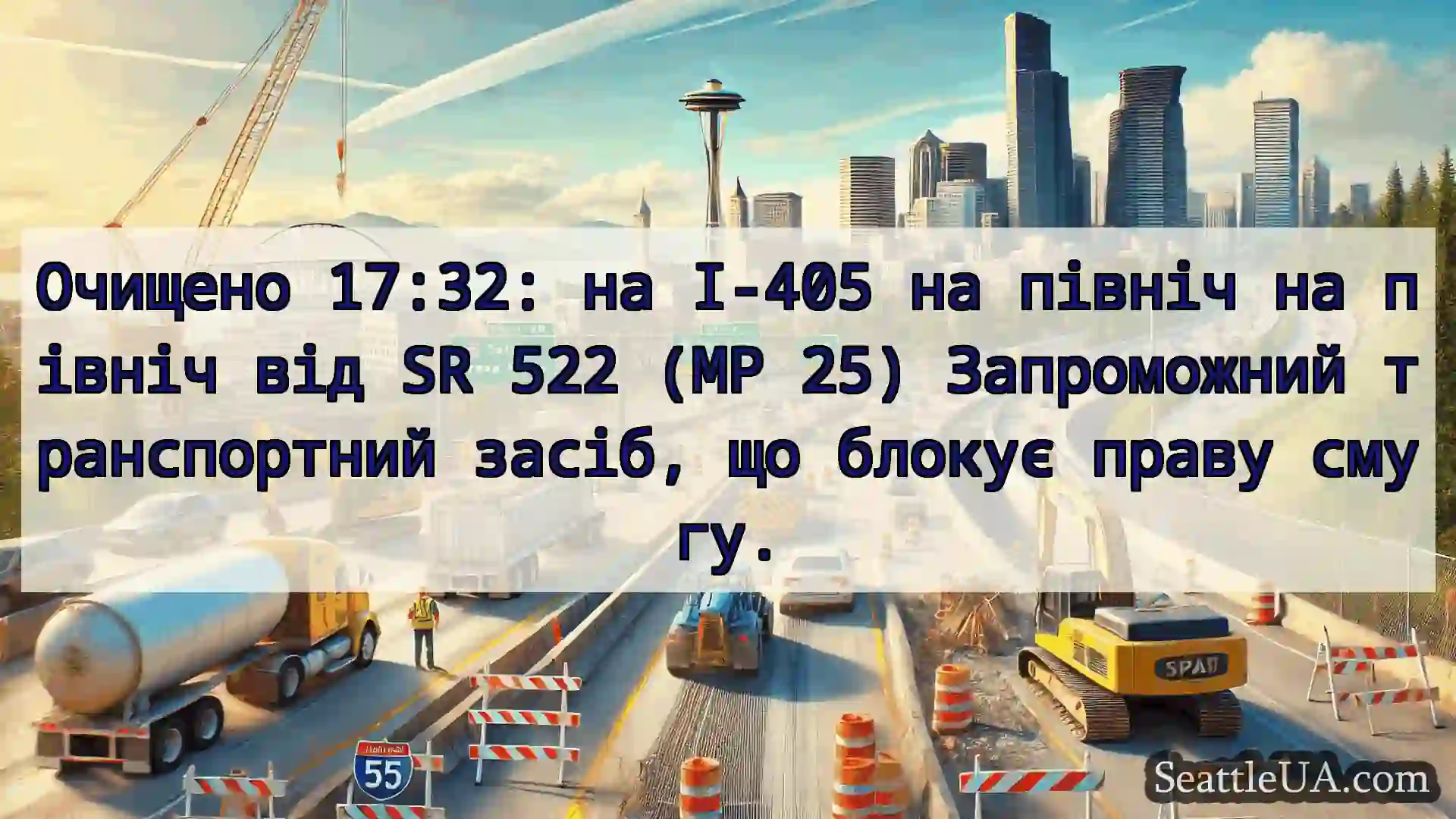 Транспортні новини Сіетла Очищено 17:32: на I-405 на північ