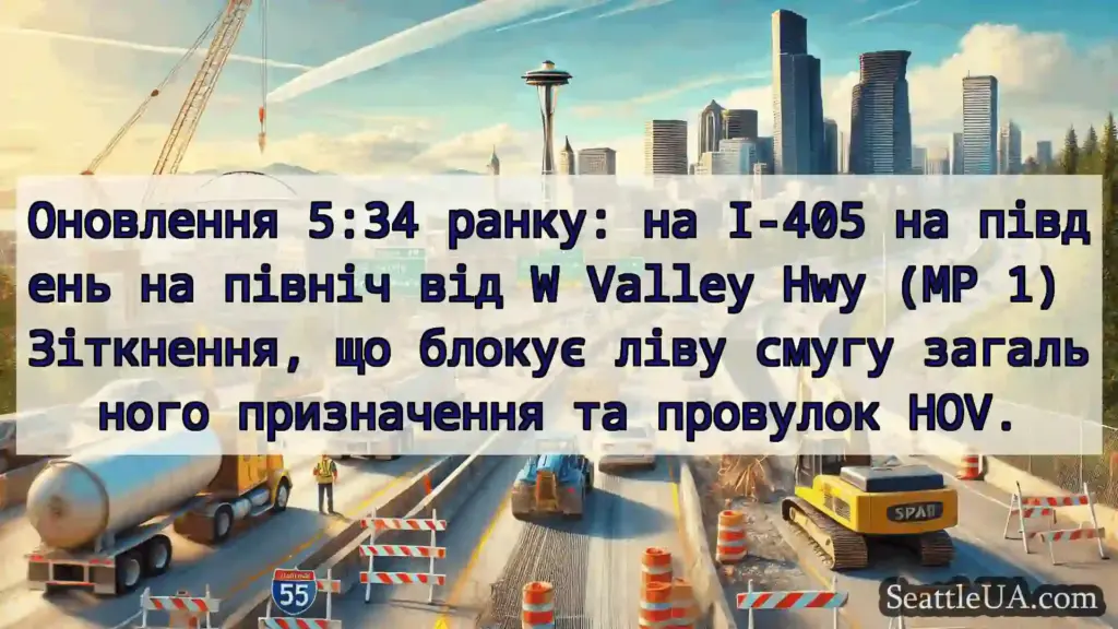 Транспортні новини Сіетла Оновлення 5:34 ранку: на I-405 на