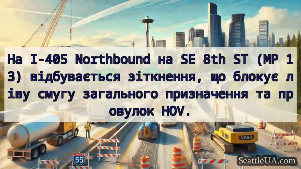 Транспортні новини Сіетла На I-405 Northbound на SE 8th ST