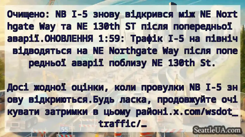 Транспортні новини Сіетла Очищено: NB I-5 знову відкрився