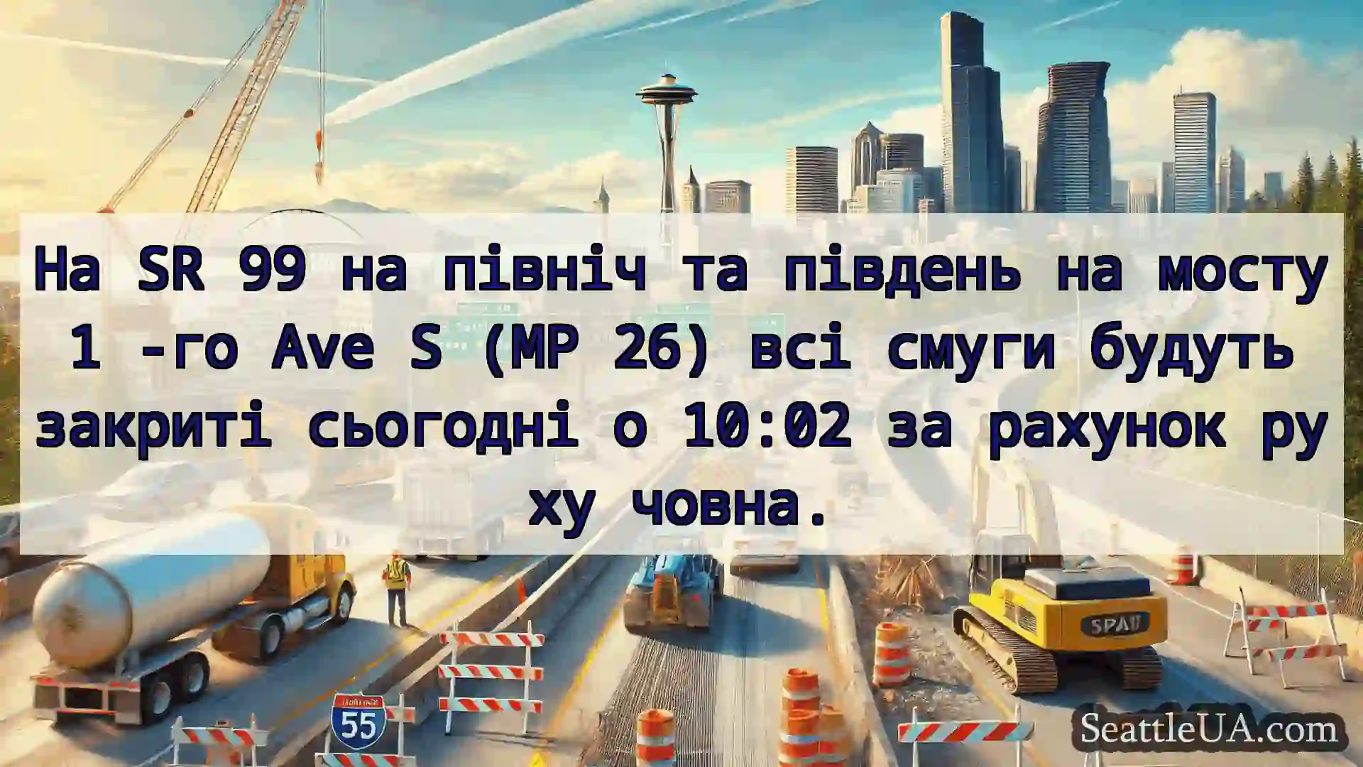 На SR 99 на північ та південь на мосту 1 -го Ave
