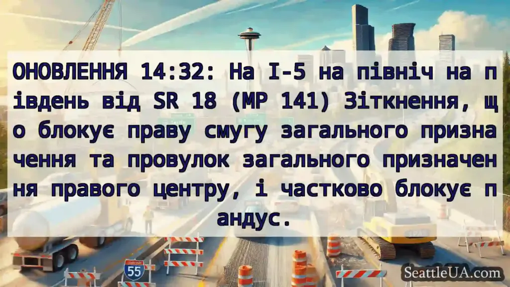 ОНОВЛЕННЯ 14:32: На I-5 на північ на південь від