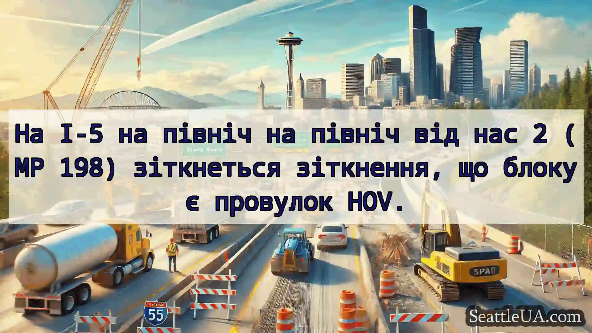 На I-5 на північ на північ від нас 2 (MP 198)