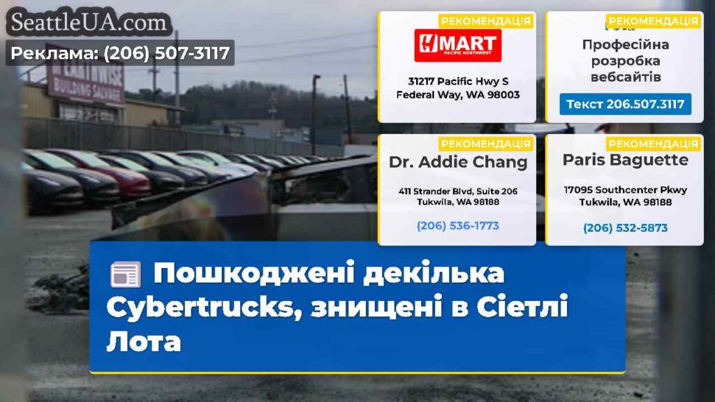 Пошкоджені декілька Cybertrucks, знищені в Сіетлі
