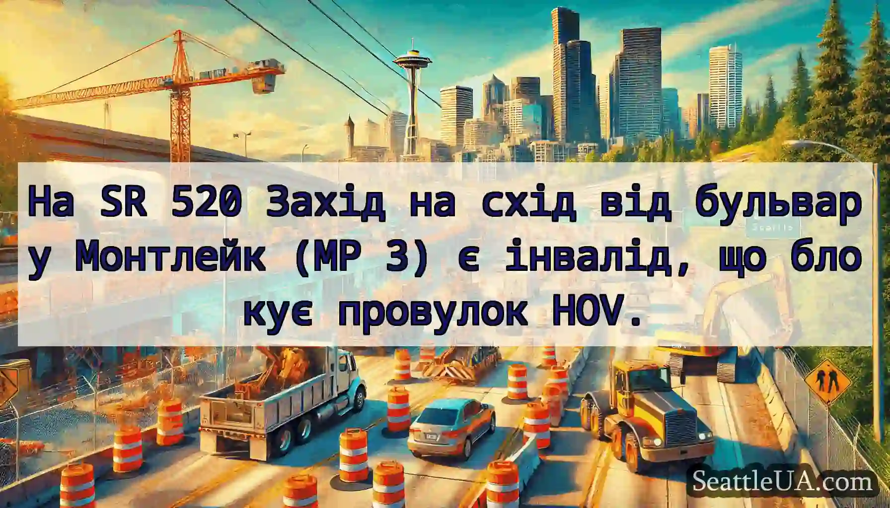 На SR 520 Захід на схід від бульвару Монтлейк (MP