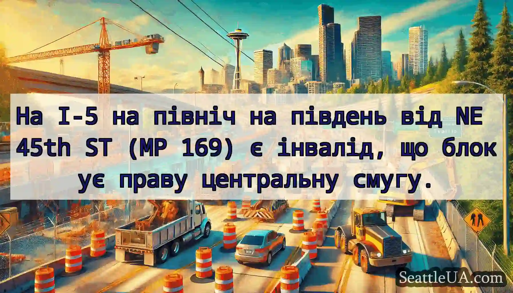 На I-5 на північ на південь від NE 45th ST (MP