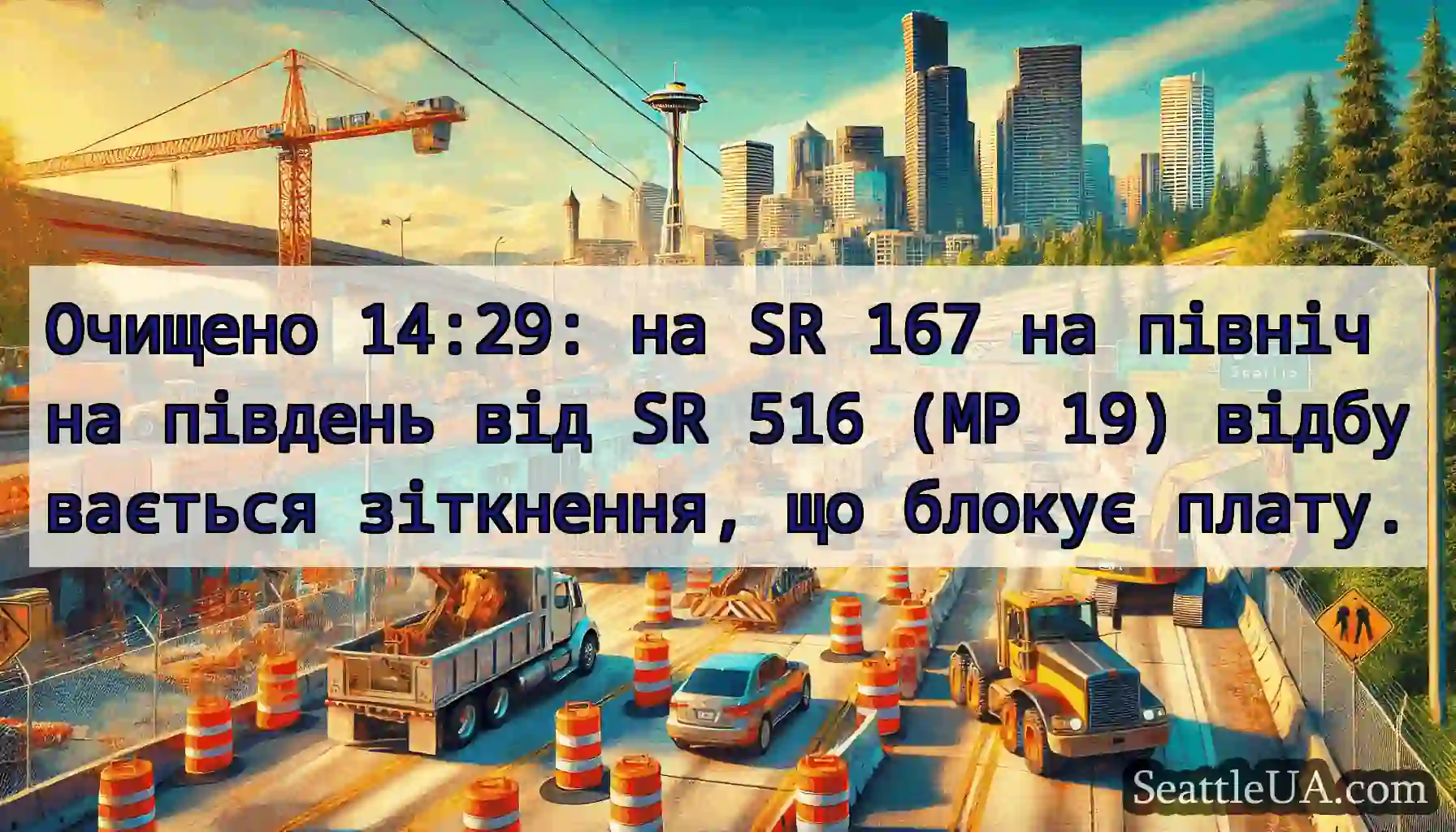Очищено 14:29: на SR 167 на північ на південь від