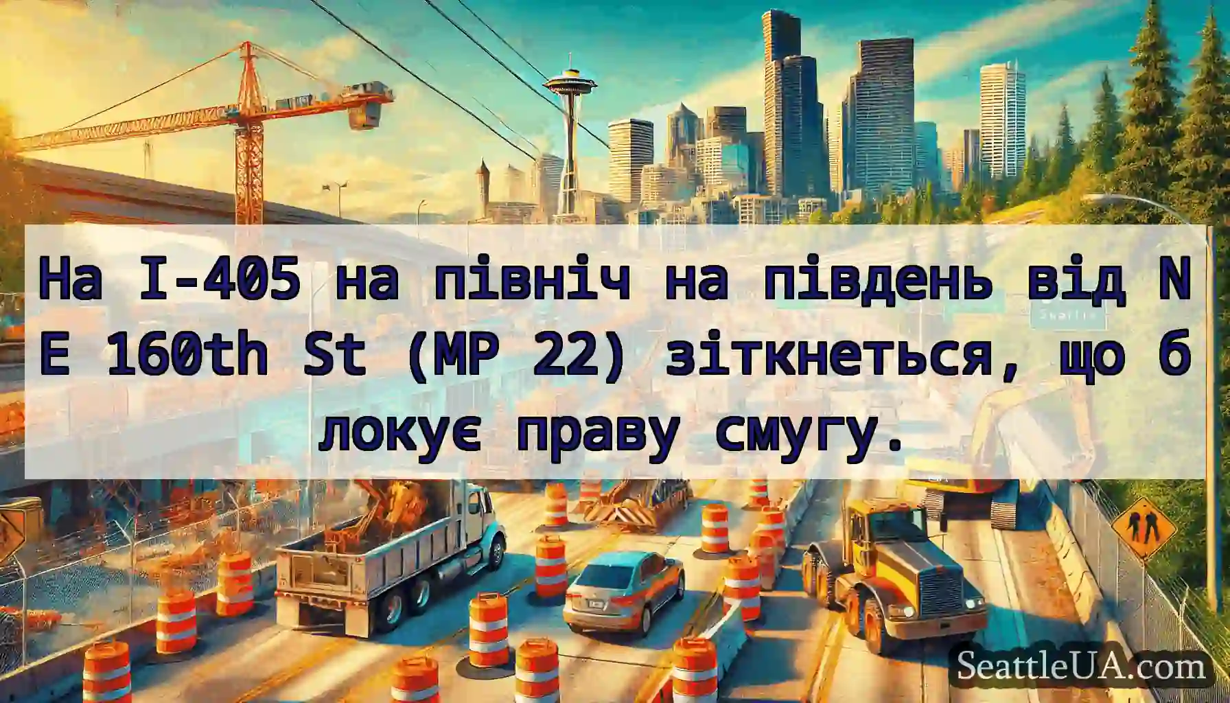 На I-405 на північ на південь від NE 160th St (MP