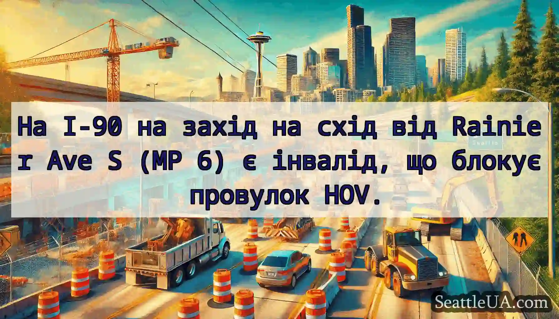 На I-90 на захід на схід від Rainier Ave S (MP 6)