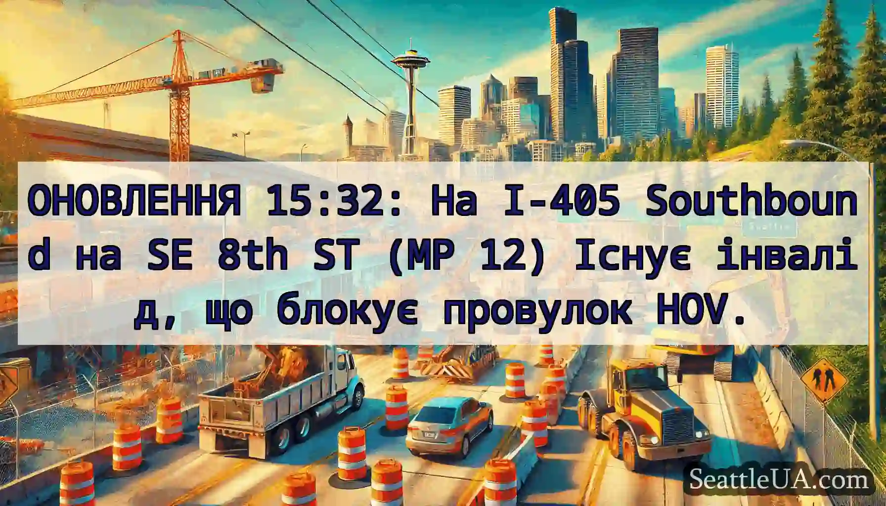 ОНОВЛЕННЯ 15:32: На I-405 Southbound на SE 8th ST