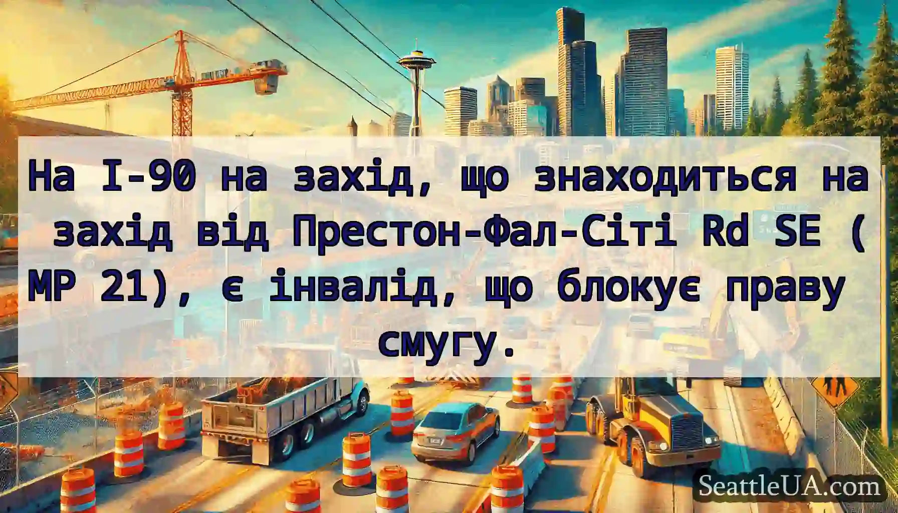 На I-90 на захід, що знаходиться на захід від
