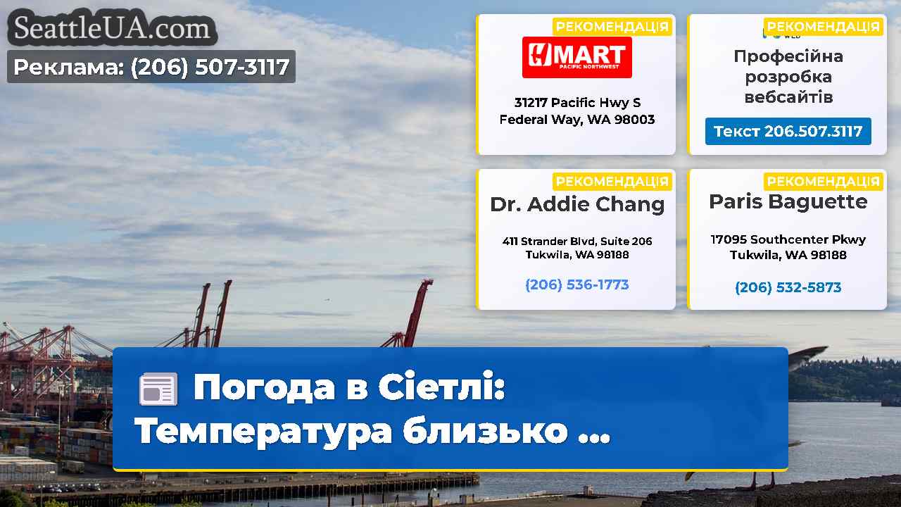 Погода в Сіетлі: Температура близько ...