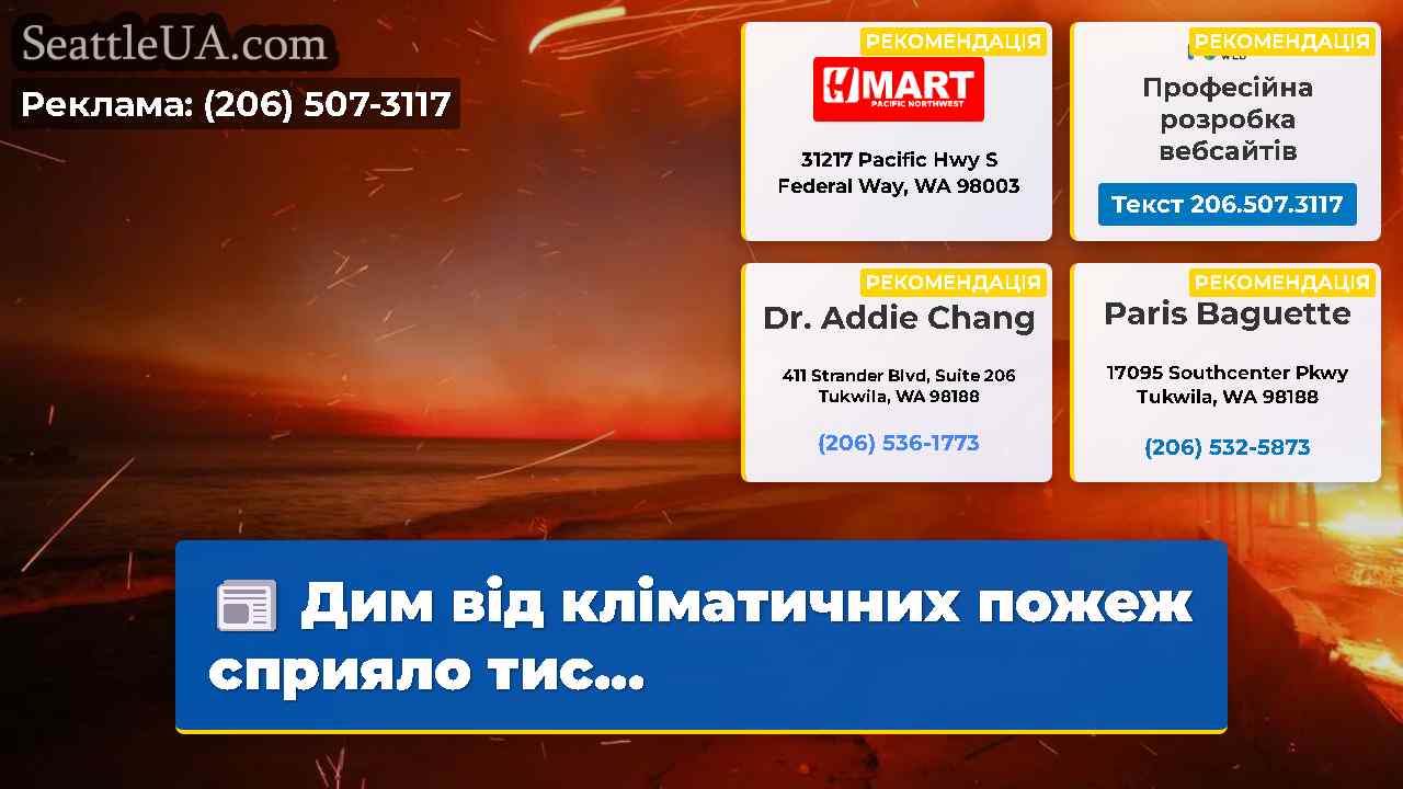 Дим від кліматичних пожеж сприяло тис…