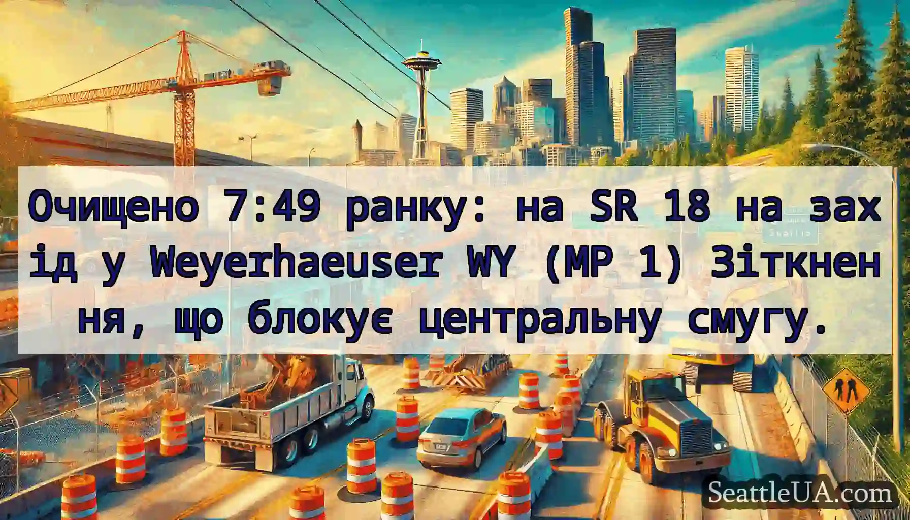 Очищено 7:49 ранку: на SR 18 на захід у