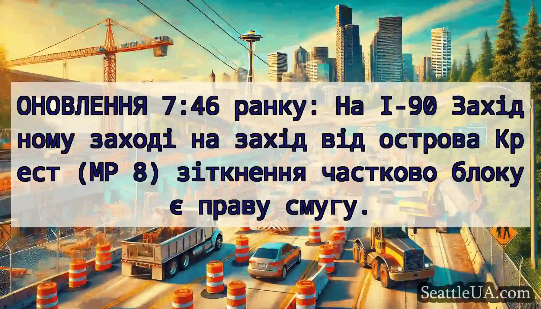 ОНОВЛЕННЯ 7:46 ранку: На I-90 Західному заході на