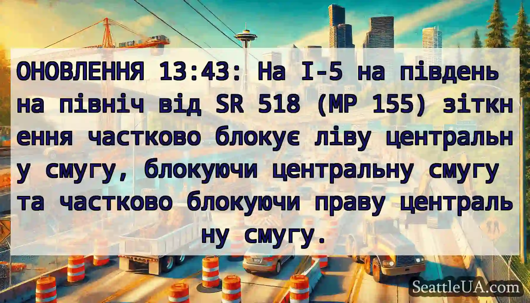 ОНОВЛЕННЯ 13:43: На I-5 на південь на північ від