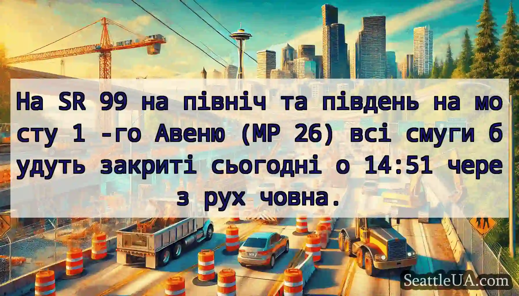 На SR 99 на північ та південь на мосту 1 -го