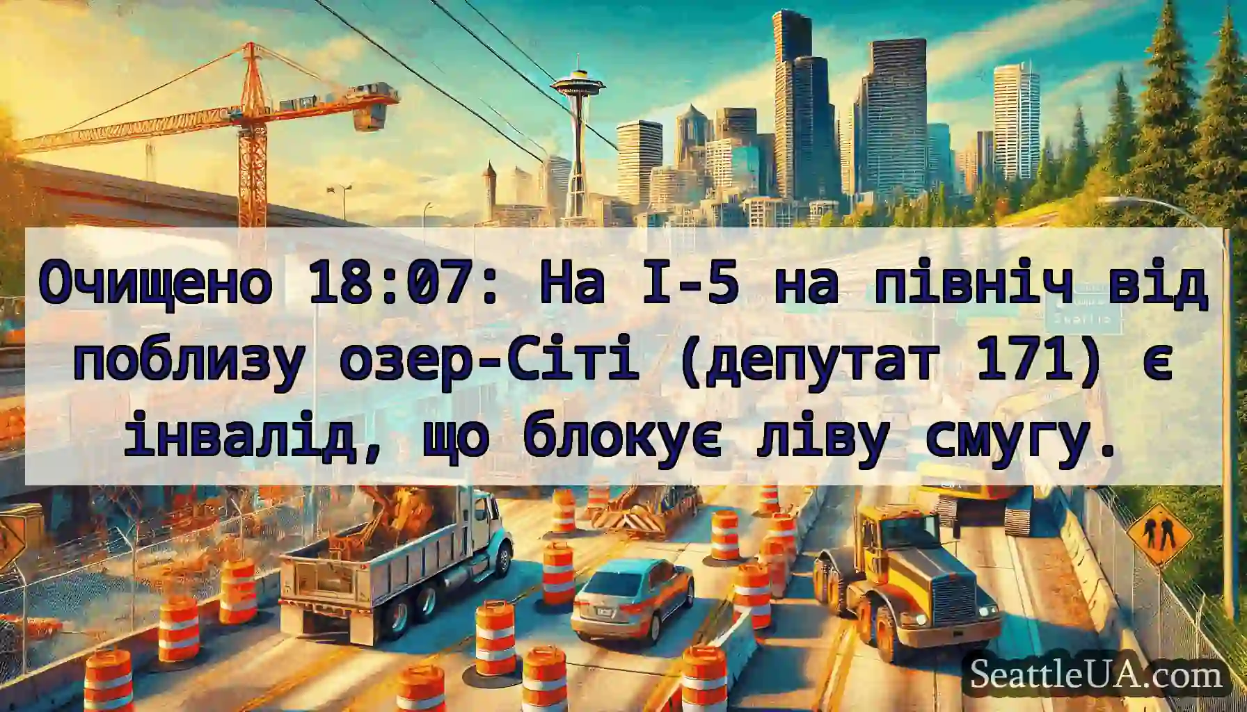 Очищено 18:07: На I-5 на північ від поблизу