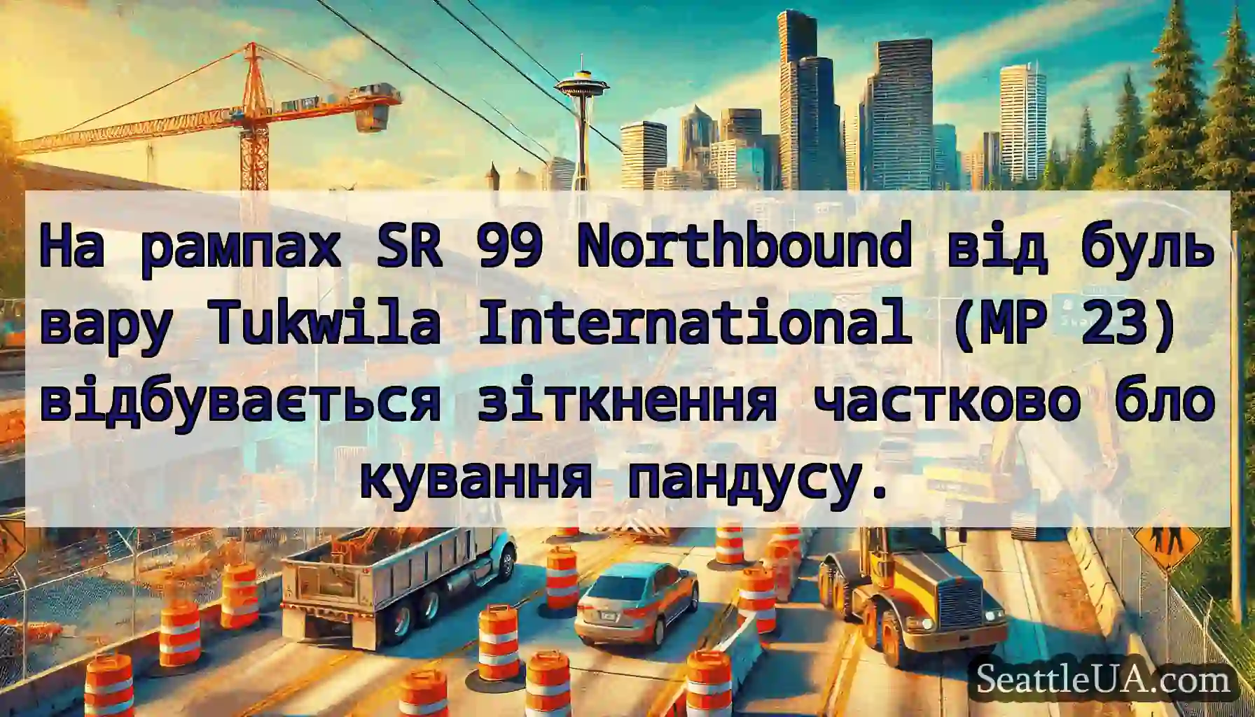 На рампах SR 99 Northbound від бульвару Tukwila