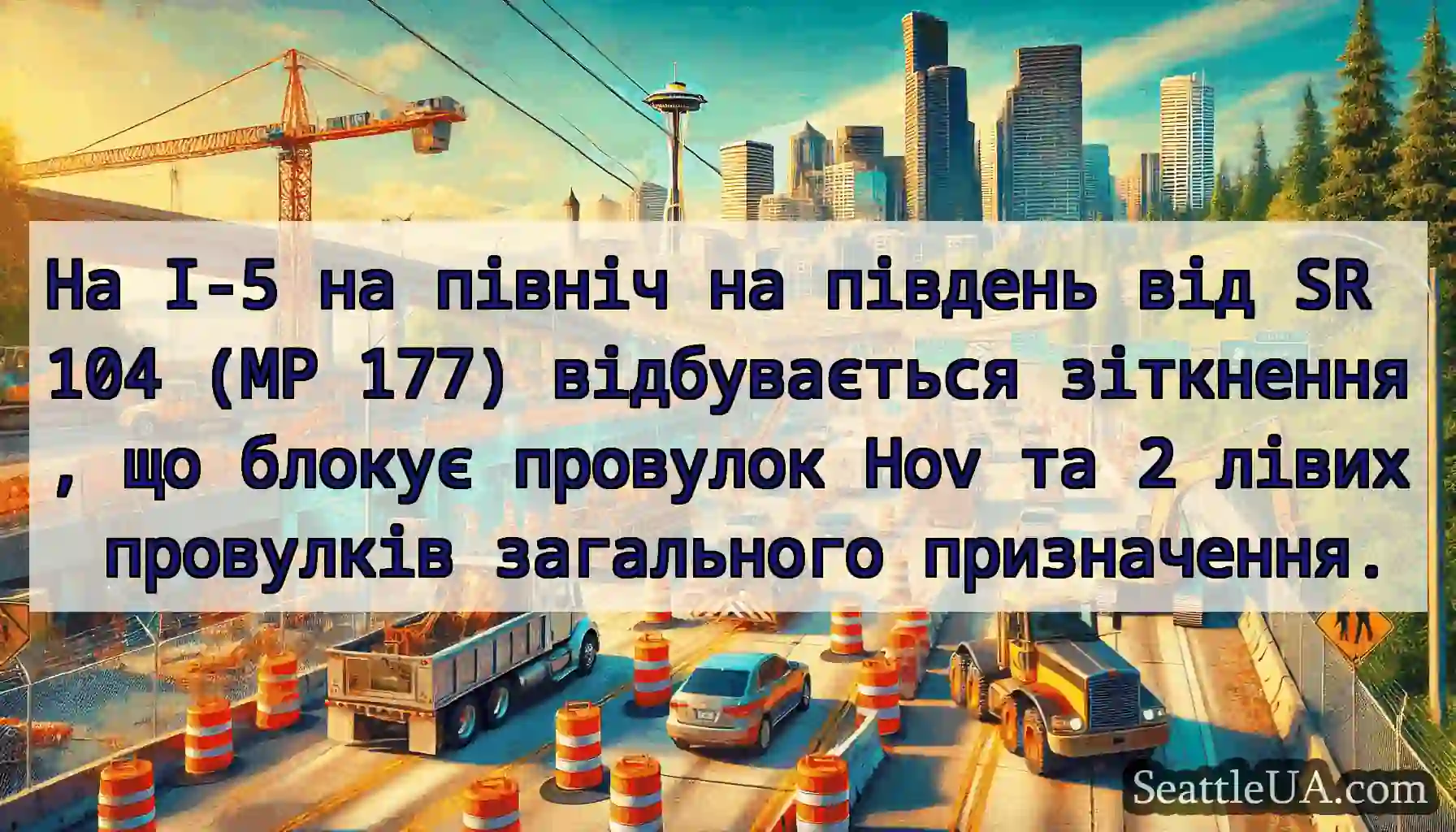 На I-5 на північ на південь від SR 104 (MP 177)