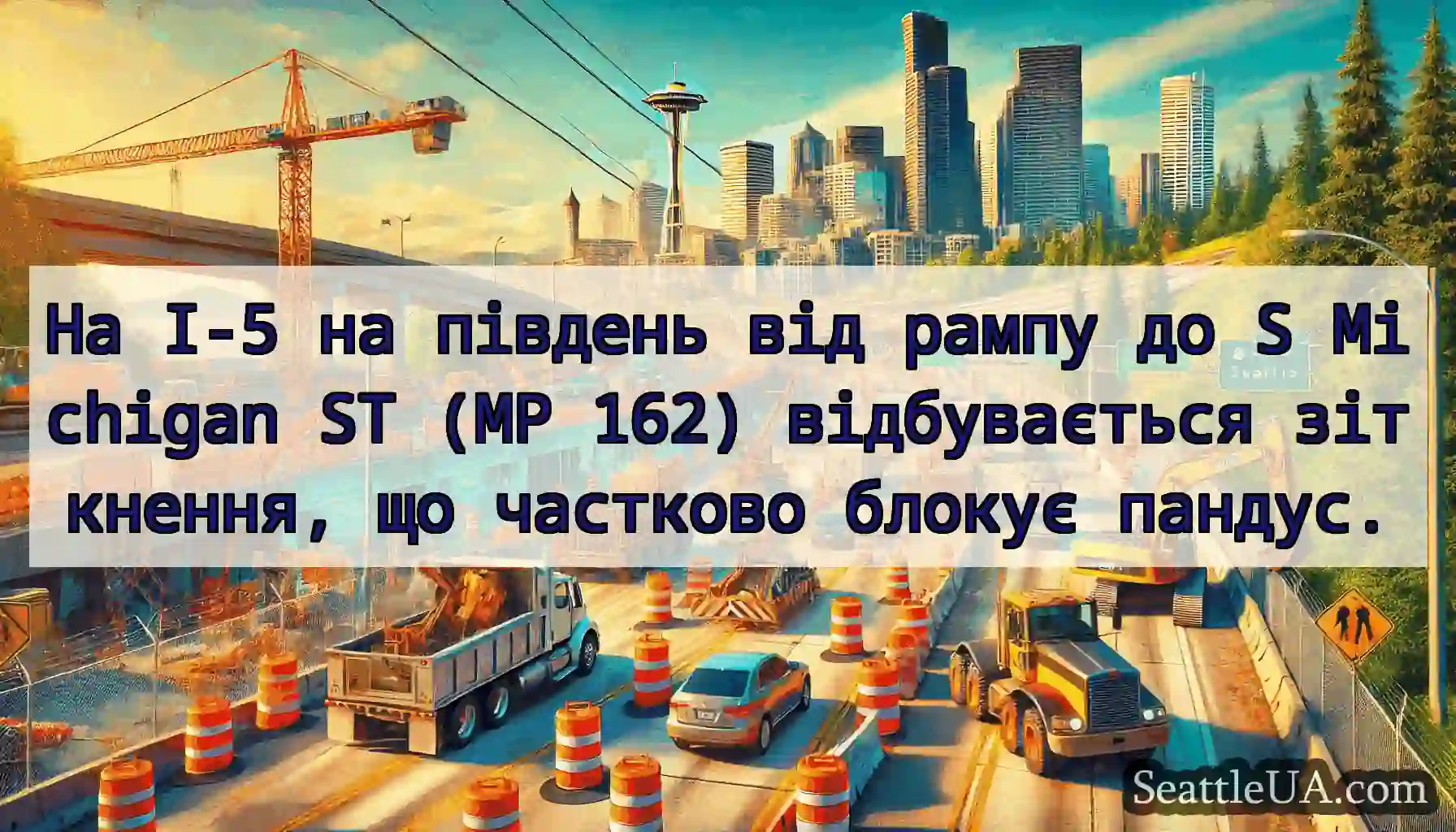 На I-5 на південь від рампу до S Michigan ST (MP