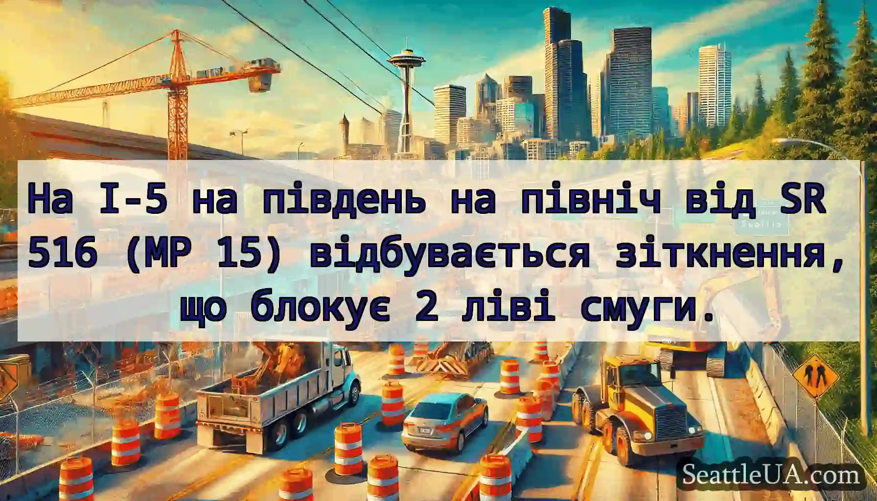 На I-5 на південь на північ від SR 516 (MP 15)