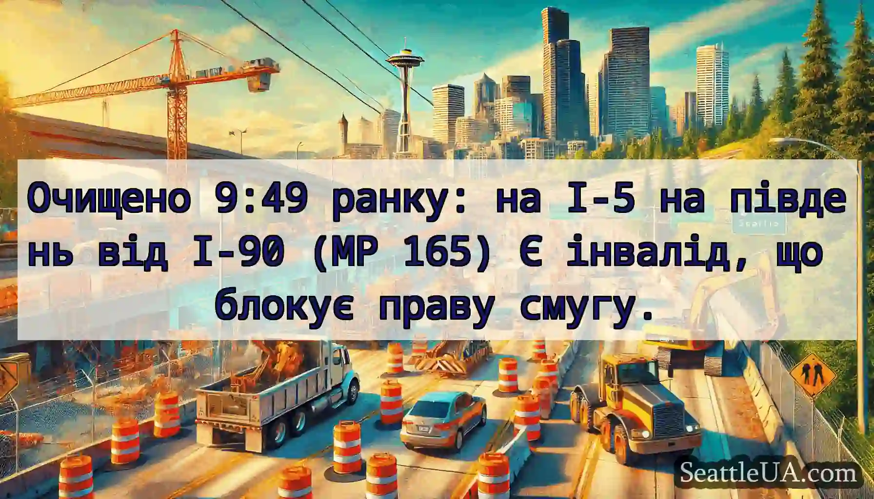 Очищено 9:49 ранку: на I-5 на південь від I-90