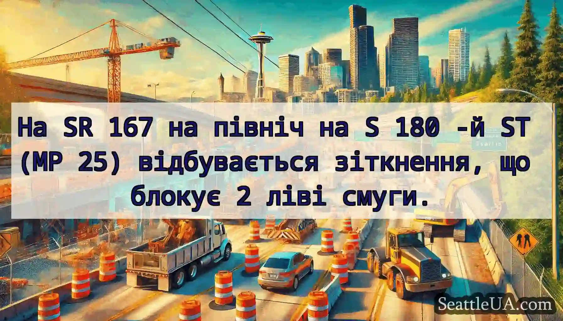 На SR 167 на північ на S 180 -й ST (MP 25)